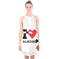 I Love Almond  Halter Collar Waist Tie Chiffon Dress by ilovewhateva