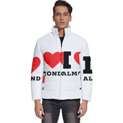 I Love Almond  Men s Puffer Bubble Jacket Coat by ilovewhateva