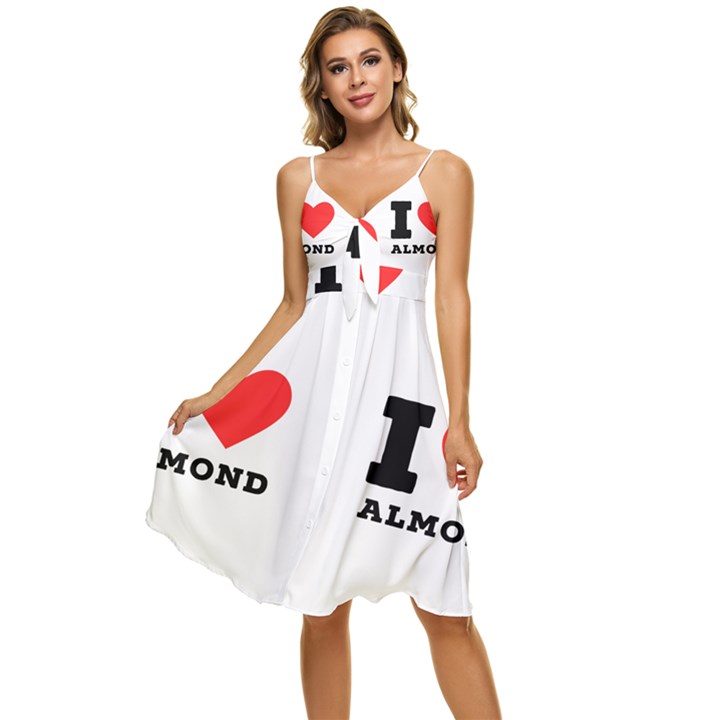 I love almond  Sleeveless Tie Front Chiffon Dress