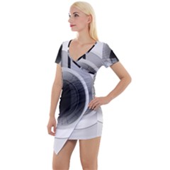 Washing Machines Home Electronic Short Sleeve Asymmetric Mini Dress by Cowasu