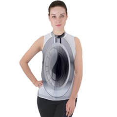 Washing Machines Home Electronic Mock Neck Chiffon Sleeveless Top by Cowasu