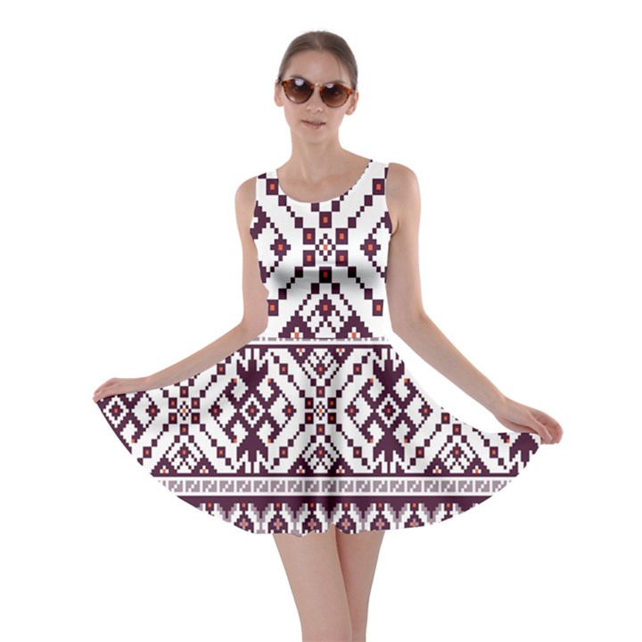 Illustration Ukrainian Folk Seamless Pattern Ornament Skater Dress