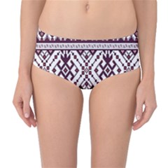 Illustration Ukrainian Folk Seamless Pattern Ornament Mid-Waist Bikini Bottoms