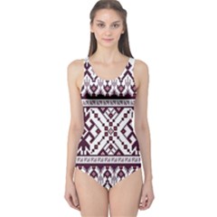 Illustration Ukrainian Folk Seamless Pattern Ornament One Piece Swimsuit