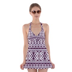 Illustration Ukrainian Folk Seamless Pattern Ornament Halter Dress Swimsuit 