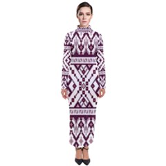 Illustration Ukrainian Folk Seamless Pattern Ornament Turtleneck Maxi Dress