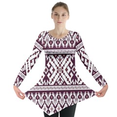 Illustration Ukrainian Folk Seamless Pattern Ornament Long Sleeve Tunic 