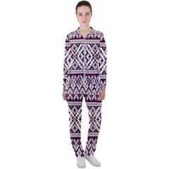 Illustration Ukrainian Folk Seamless Pattern Ornament Casual Jacket And Pants Set by Cowasu