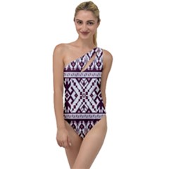 Illustration Ukrainian Folk Seamless Pattern Ornament To One Side Swimsuit