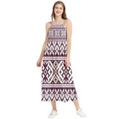 Illustration Ukrainian Folk Seamless Pattern Ornament Boho Sleeveless Summer Dress