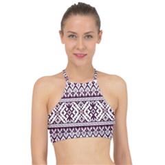 Illustration Ukrainian Folk Seamless Pattern Ornament Racer Front Bikini Top