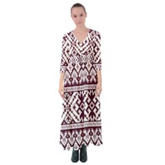 Illustration Ukrainian Folk Seamless Pattern Ornament Button Up Maxi Dress