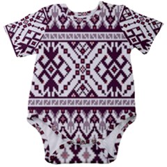 Illustration Ukrainian Folk Seamless Pattern Ornament Baby Short Sleeve Bodysuit by Cowasu