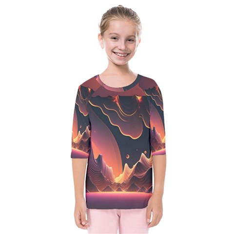 Fire Flame Burn Hot Heat Light Burning Orange Kids  Quarter Sleeve Raglan Tee by Cowasu