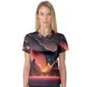 Fire Flame Burn Hot Heat Light Burning Orange V-Neck Sport Mesh Tee View1