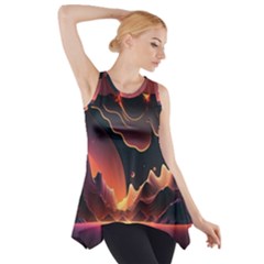 Fire Flame Burn Hot Heat Light Burning Orange Side Drop Tank Tunic by Cowasu