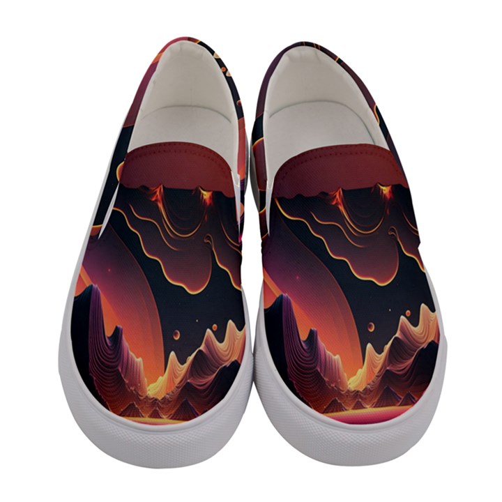 Fire Flame Burn Hot Heat Light Burning Orange Women s Canvas Slip Ons