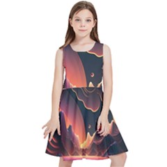 Fire Flame Burn Hot Heat Light Burning Orange Kids  Skater Dress by Cowasu