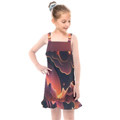 Fire Flame Burn Hot Heat Light Burning Orange Kids  Overall Dress by Cowasu