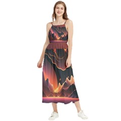 Fire Flame Burn Hot Heat Light Burning Orange Boho Sleeveless Summer Dress by Cowasu