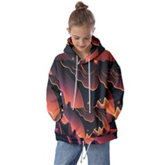 Fire Flame Burn Hot Heat Light Burning Orange Kids  Oversized Hoodie by Cowasu