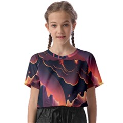 Fire Flame Burn Hot Heat Light Burning Orange Kids  Basic Tee by Cowasu