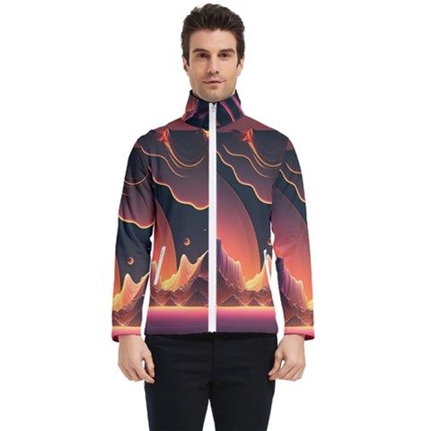 Fire Flame Burn Hot Heat Light Burning Orange Men s Bomber Jacket by Cowasu