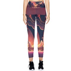 Fire Flame Burn Hot Heat Light Burning Orange Pocket Leggings  by Cowasu