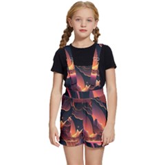 Fire Flame Burn Hot Heat Light Burning Orange Kids  Short Overalls by Cowasu