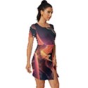 Fire Flame Burn Hot Heat Light Burning Orange Fitted Knot Split End Bodycon Dress View3