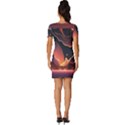 Fire Flame Burn Hot Heat Light Burning Orange Fitted Knot Split End Bodycon Dress View4