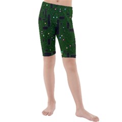 Circuit Board Conductor Tracks Kids  Mid Length Swim Shorts by Cowasu