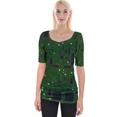 Circuit Board Conductor Tracks Wide Neckline Tee