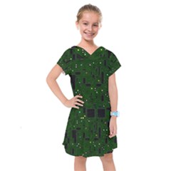 Circuit Board Conductor Tracks Kids  Drop Waist Dress by Cowasu