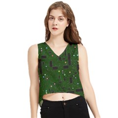 Circuit Board Conductor Tracks V-neck Cropped Tank Top by Cowasu