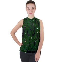 Circuit Board Conductor Tracks Mock Neck Chiffon Sleeveless Top by Cowasu