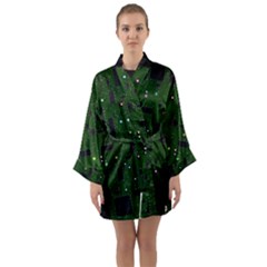 Circuit Board Conductor Tracks Long Sleeve Satin Kimono by Cowasu