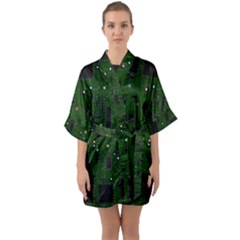 Circuit Board Conductor Tracks Half Sleeve Satin Kimono  by Cowasu