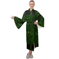 Circuit Board Conductor Tracks Maxi Velvet Kimono by Cowasu