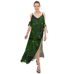 Circuit Board Conductor Tracks Maxi Chiffon Cover Up Dress by Cowasu