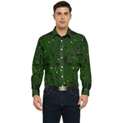 Circuit Board Conductor Tracks Men s Long Sleeve Pocket Shirt  by Cowasu