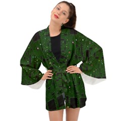 Circuit Board Conductor Tracks Long Sleeve Kimono by Cowasu