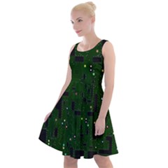 Circuit Board Conductor Tracks Knee Length Skater Dress by Cowasu