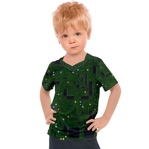 Circuit Board Conductor Tracks Kids  Sports Tee by Cowasu