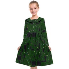 Circuit Board Conductor Tracks Kids  Midi Sailor Dress by Cowasu