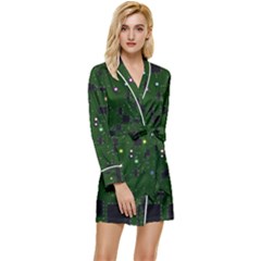 Circuit Board Conductor Tracks Long Sleeve Satin Robe by Cowasu