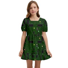 Circuit Board Conductor Tracks Kids  Short Sleeve Dolly Dress by Cowasu