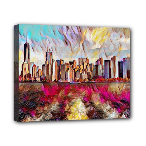 New York Skyline Manhattan City Canvas 10  X 8  (stretched) by Cowasu