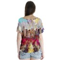 New York Skyline Manhattan City V-Neck Flutter Sleeve Top View2