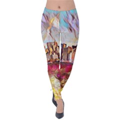 New York Skyline Manhattan City Velvet Leggings by Cowasu